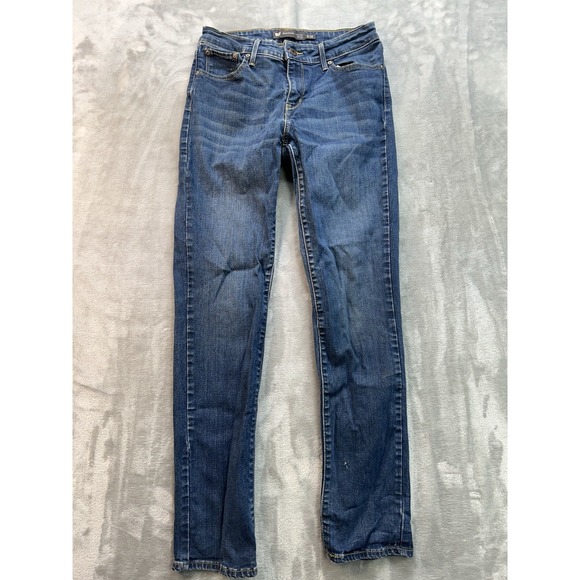 Levis Jeans Womens Sz 6/28 Blue Demi Curve Slim Leg Classic Rise Stretch Whisker - Picture 1 of 13